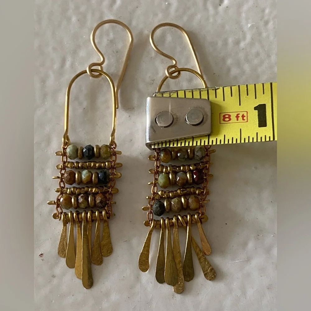 Brass & Ocean Jasper Earrings - Picture 11 of 11